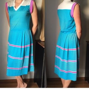 *vintage* Elle colorful striped vneck dress